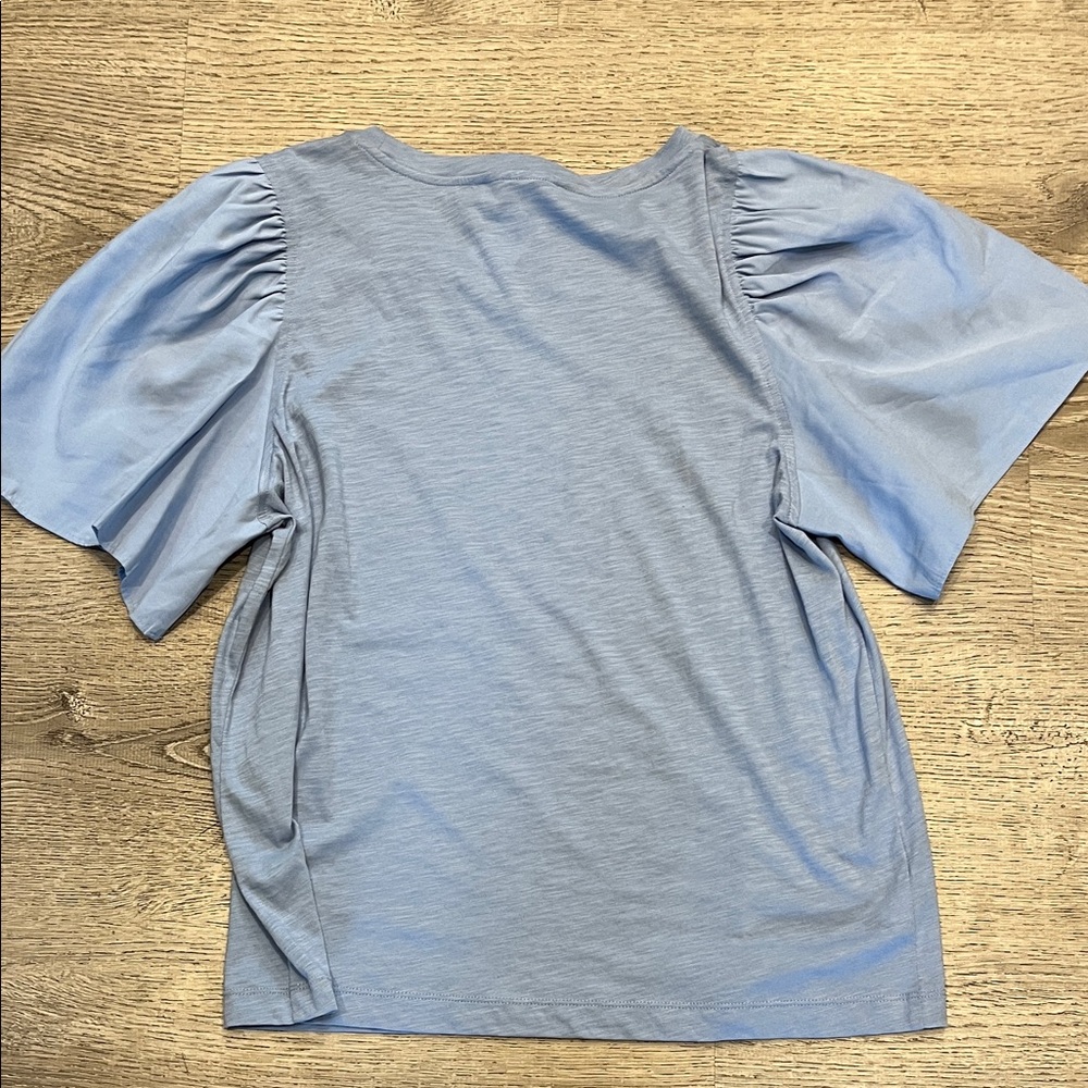 LOFT Sky Blue Puff Sleeve Tee - Crewneck - Picture 5 of 8